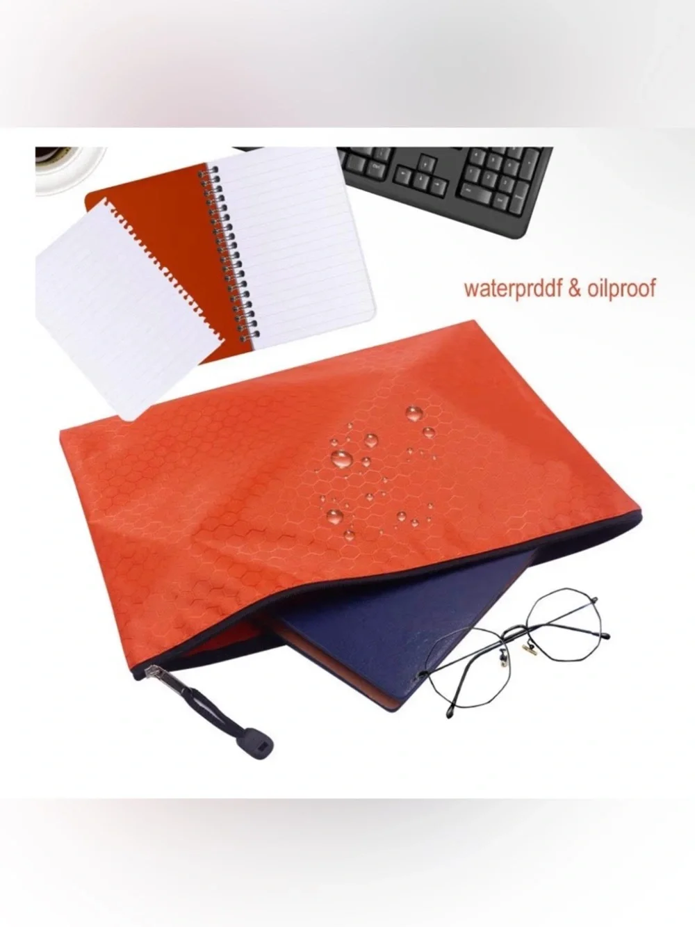 Waterproof Zipper File Bags A4 Size Oxford Office Filing Documents Storage